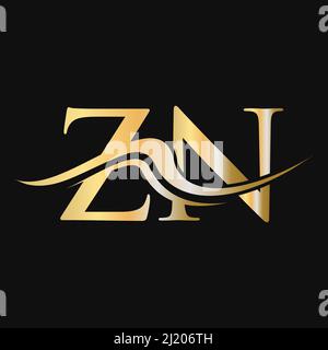 Letter ZN Logo Design. Initial ZN Logotype Template For Business And Company Logo Stock Vector