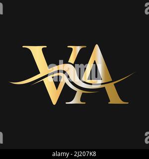 VA Logo design vector. Swoosh letter VA logo design. Initial VA letter ...