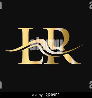 L R Letter LR L R Letter Logo Design with Swoosh and Black Lines. Modern Creative ...