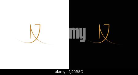 modern and luxury  letter NJ initials logo design Stock Vector