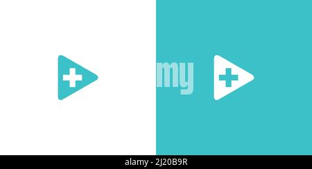 Health logo design combined with simple and modern play icons Stock Vector