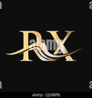 RX R X Letter Logo Design with Swoosh and Black Lines. Modern Creative ...