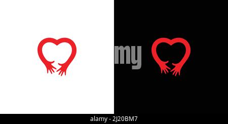 Unique and modern hand combination heart logo design Stock Vector