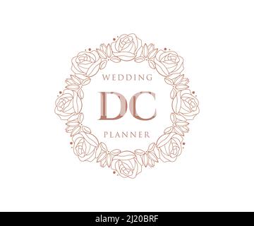 DC Initials letter Wedding monogram logos collection, hand drawn modern minimalistic and floral templates for Invitation cards, Save the Date, elegant Stock Vector