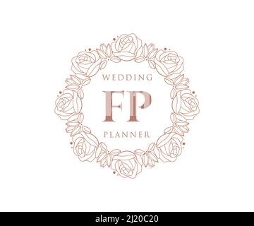 FP Initials letter Wedding monogram logos collection, hand drawn modern minimalistic and floral templates for Invitation cards, Save the Date, elegant Stock Vector