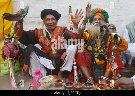 Pakistani devotees and Malangs attend the three-days 434th annual Urs 'Festival of lights' at the shrine of Muslim Sufi saint Shah Hussain, popularly known as Madho Lal Hussain in Lahore. The annual 3 days festival was held at Madhu Lal's shrine on his 434th birth anniversary. Mela Charaghan has its own importance in Lahore's history, as it has been a biggest festival of Lahore in some times.The festival was started with the seasonal Baisakhi festival in old times. Foolproof security arrangements have been made for the devotees. The last day of the Urs is reserved for women. (Photo by Rana Saj Stock Photo