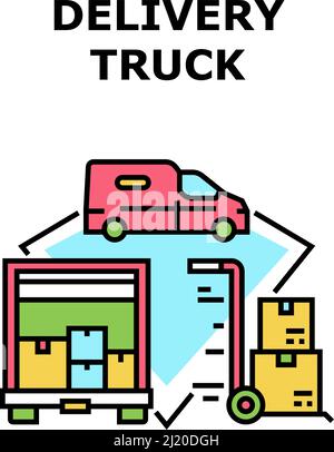 Delivery Truck Vector Concept Color Illustration Stock Vector