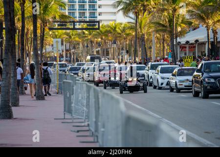 Fort Lauderdale, FL, USA - March 27, 2022: Ft Lauderdale A1A traffic Spring Break Stock Photo