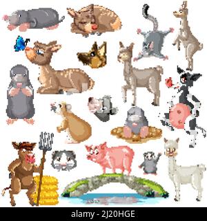 Seamless pattern with cute animals illustration Stock Vector