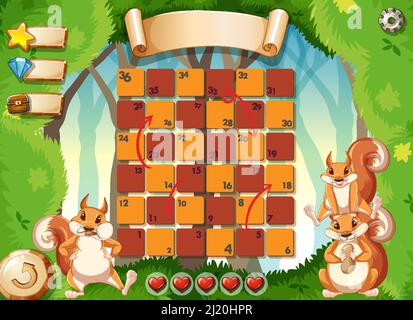Game design squirrels in park background illustration Stock Vector