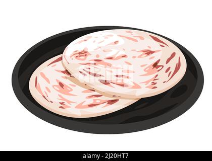 Khubz round lavash bread traditional arab middle east food drawing illustration Stock Vector