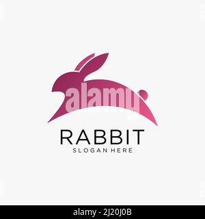 Jumping rabbit logo design Stock Vector