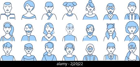 Person stroke characters Stock Vector