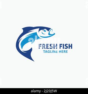 Jump fish logo design Stock Vector