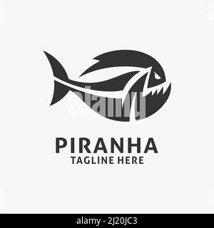 Piranha fish logo design inspiration Stock Vector