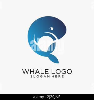 Jump whale logo design Stock Vector