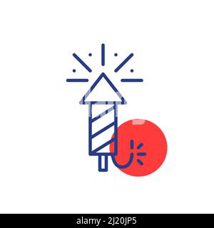 New Year eve firework firecracker icon. Pixel perfect, editable stroke vector fun color icon Stock Vector