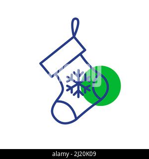 Fireplace Christmas stocking for presents. Pixel perfect, editable stroke vector icon in color Stock Vector