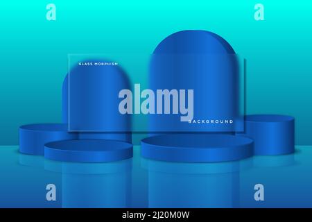 glass morphism illustration with podium Stock Vector