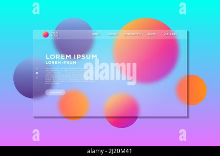 landing page glass morphism illustration Stock Vector