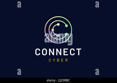 Circle letter C logo in simple modern shape represents connection or network technology Stock Vector