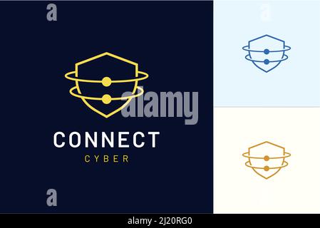Shield logo with simple modern shape represents security or defense technology Stock Vector