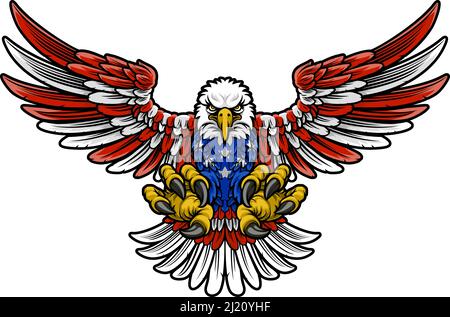 American Flag Bald Eagle Mascot Cartoon Claws Stock Vector