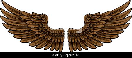 Pair of Spread Eagle or Angel Feather Wings Stock Vector