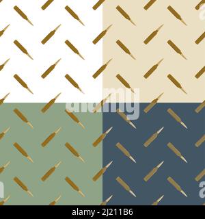 set of seamless patterns with automatic gun bullets. Ornament for decoration and printing on fabric. Design element. Vector Stock Vector