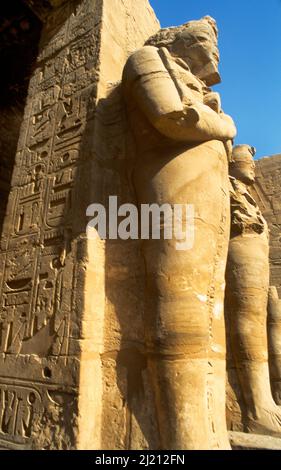 Karnak Egypt Osiris Pillars Portico Of Temple Of Ramses III Stock Photo