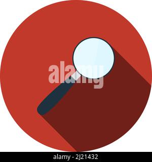 Magnifying Glass Icon. Flat Circle Stencil Design With Long Shadow. Vector Illustration. Stock Vector