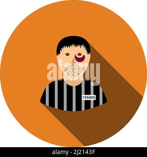 Prisoner Icon. Flat Circle Stencil Design With Long Shadow. Vector Illustration. Stock Vector