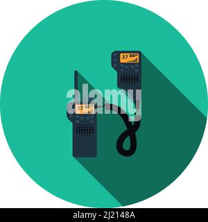 Police Radio Icon. Flat Circle Stencil Design With Long Shadow. Vector Illustration. Stock Vector
