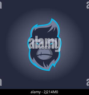 king kong gorilla head face illustration for esports logo design vector Stock Vector