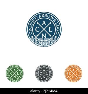 Crossed Arrows vintage badge label Stamp logo design vector Stock Vector