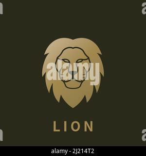 golden luxury lion head face logo design vector illustration Stock Vector