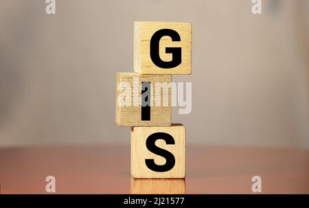 GIS. Geographic Information System sign on white background Stock Photo