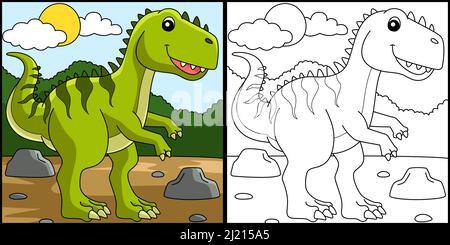 Giganotosaurus Dinosaur Coloring Page Illustration Stock Vector