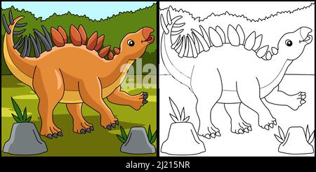 Kentrosaurus Dinosaur Coloring Page Illustration Stock Vector