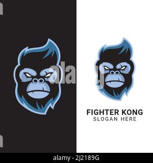 king kong gorilla head face illustration for esports logo design vector Stock Vector