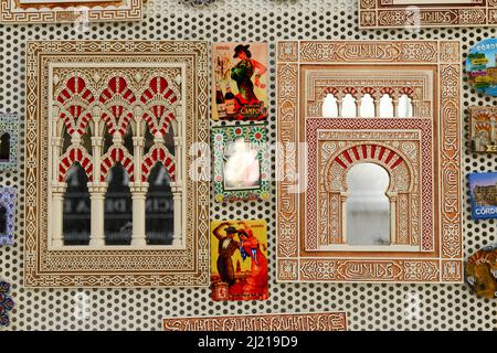 Cordova, Spain - 10 January 2022: items displayed in a souvenir shop at Cordova on Andalusia in Spain Stock Photo