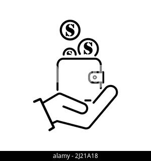 Money line icon. High quality black outline logo for web site design and mobile apps. Vector illustration on a white background. Stock Vector