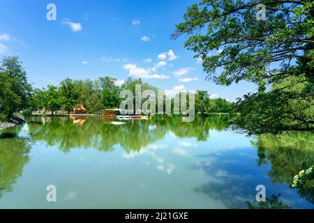 Csonakazo to boating lake in Sarvar Hungary water activity Stock Photo