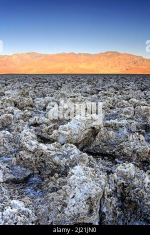 sunrise at Devil's Golf Course, USA, California, Death Valley National Park Stock Photo