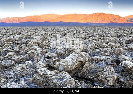 sunrise at Devil's Golf Course, USA, California, Death Valley National Park Stock Photo