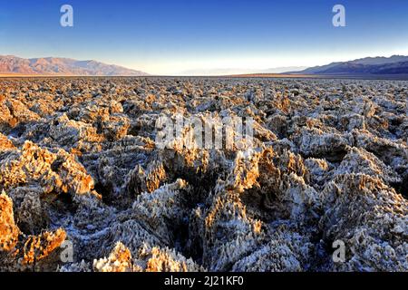 sunrise at Devil's Golf Course, USA, California, Death Valley National Park Stock Photo