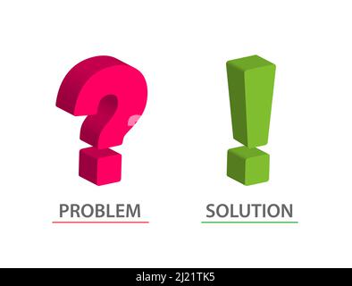 Large Question Mark And Exclamation Mark 3d. Problem and solution icon. Stock Vector