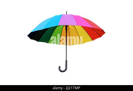 Multicolored umbrella on a white background. Stock Photo