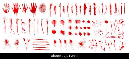 Isolated set blood ink with splashes and drops Stock Vector