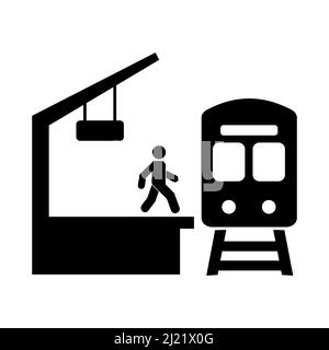 Train station icon vector sign symbol isolated. Abstract vector icon on the white, Illustration isolated for graphic and web design. Simple flat symbo Stock Vector